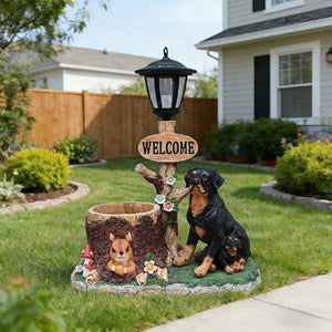 English Elm Rottweiler Mother and Puppy Sculptural Garden Planter Weatherproof Outdoor Accent W5398P464249