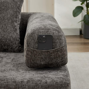 English Elm Comfy Convertible Folding Mattress Couch with Chenille Fabric, Space-Saving Floor Sofa Bed for Small Spaces Gray W1143P364840