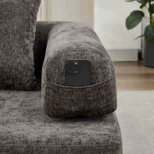 English Elm Comfy Chenille Folding Floor Sofa Bed with Armrest for Studio and Guest Rooms Gray W1143P401142