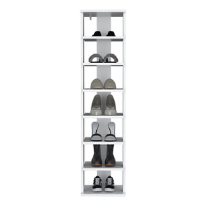English Elm Shoe Organizer with 7 Shelves for Small Spaces — Durable Engineered Wood, Eco-Certified, Stylish Storage White 52.76 L x 16.93 W x 3.15 H B097P369415
