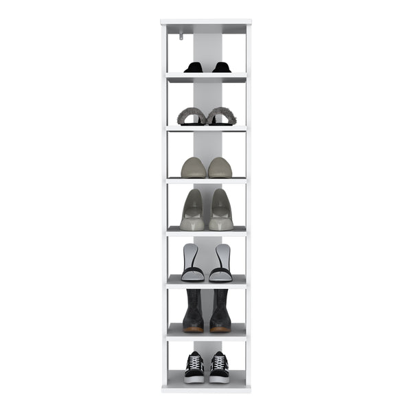 English Elm Shoe Organizer with 7 Shelves for Small Spaces — Durable Engineered Wood, Eco-Certified, Stylish Storage White 52.76 L x 16.93 W x 3.15 H B097P369415