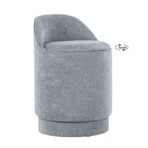 English Elm 18" Tufted Velvet Vanity Stool with 360 Swivel Base and Hidden Storage Compartment Light Blue B202P471496