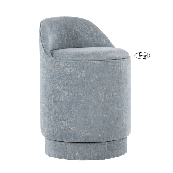 English Elm 18" Tufted Velvet Vanity Stool with 360 Swivel Base and Hidden Storage Compartment Light Blue B202P471496