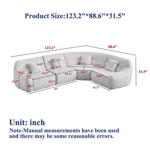 English Elm [video]123.2 Inch Chenille Modular Sectional Sofa Four Seat Cloud Cushion Living Room Beige W3505S00060
