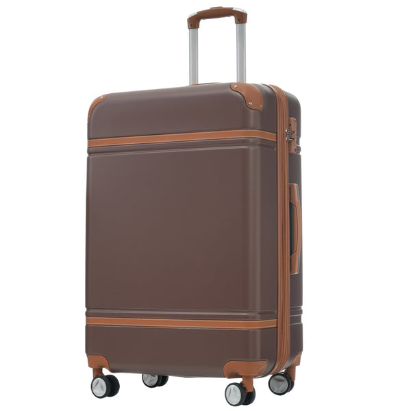 English Elm Hardshell 3 Piece Luggage Set Abs Spinner Suitcase with Tsa Lock Carry on Travel Brown N732P171583O