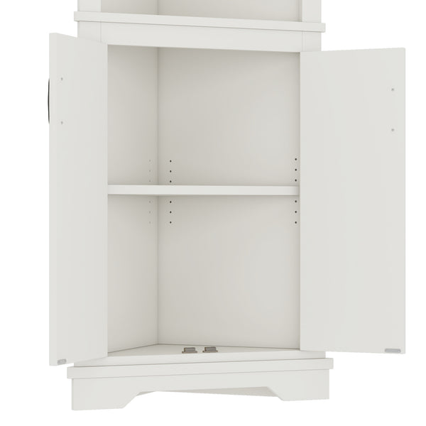 English Elm Tall Corner Cabinet White Mdf Open Shelves Closed Storage for Any Room W1580P414889