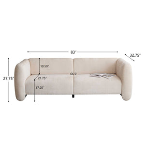 English Elm Tonson Wave Silhouette Boucle Three Seater Sofa Sculptural Modern Living Room Seating Beige N773IS00030S