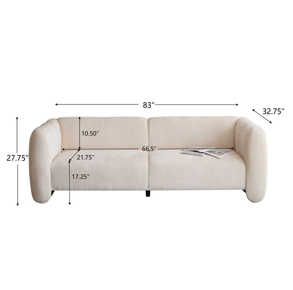 English Elm Tonson Wave Silhouette Boucle Three Seater Sofa Sculptural Modern Living Room Seating Beige N773IS00030S