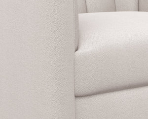 Sunpan Birrit Swivel Armchair - Luxurious Comfort with Durable Performance Fabric and Sleek Wooden Base Alaska Greige