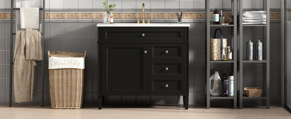 English Elm 36'' Modern Bathroom Vanity With Top Sink, Elegant Storage Cabinet & 2 Drawers For Small Spaces N710S136004B