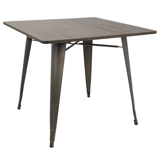 English Elm 36"-farmhouse Square Bamboo Dining Table Seats Four with Industrial Metal Base B202P223352