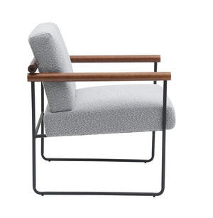 English Elm Modern Boucle Accent Armchair - Stylish Gray Upholstered Lounge Chair For Cozy Living Spaces T3903P372605
