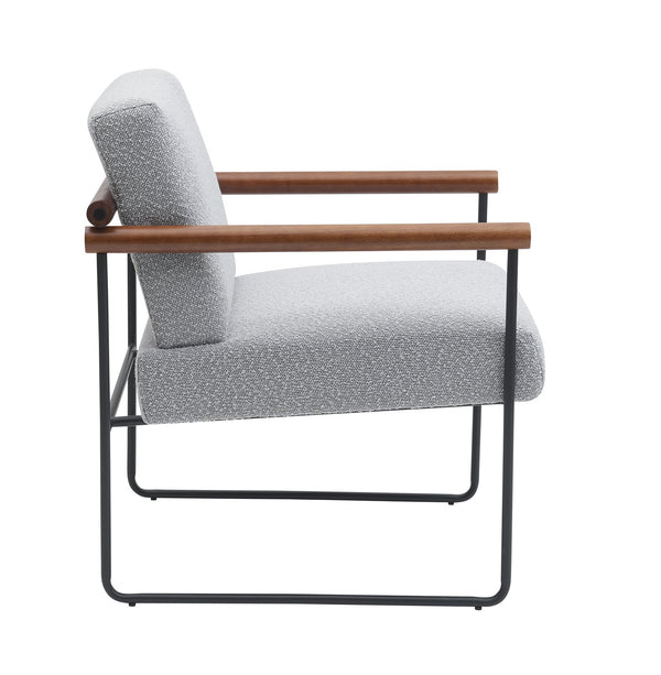 English Elm Modern Boucle Accent Armchair - Stylish Gray Upholstered Lounge Chair For Cozy Living Spaces T3903P372605