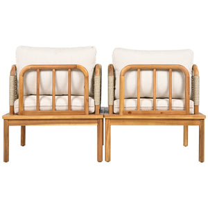English Elm Christopher Knight Home® - Outdoor Acacia Wood Rope Club Chair Set Of 2 - Stylish & Weather-Resistant Cushions For Patios N757P242305B