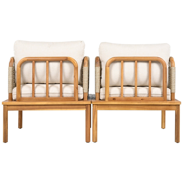 English Elm Christopher Knight Home® - Outdoor Acacia Wood Rope Club Chair Set Of 2 - Stylish & Weather-Resistant Cushions For Patios N757P242305B