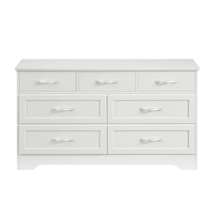 English Elm Modern Sleek 3-Drawer Chest with Antique Gold Knobs, Waterproof MDF, Anti-Tip Safety, Spacious Organizer White W1668P182252