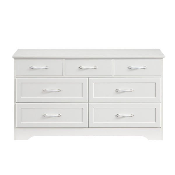 English Elm Modern Sleek 3-Drawer Chest with Antique Gold Knobs, Waterproof MDF, Anti-Tip Safety, Spacious Organizer White W1668P182252