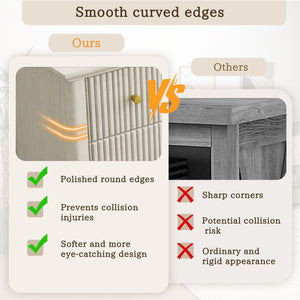 English Elm Fluted Mid-Century 5-Drawer Dresser with Metal Handles — Stylish Vertical Grooves, Sturdy Storage Solution Beige 42.32 L x 21.06 W x 11.81 H W1716P330709