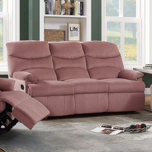 English Elm Recliner Velvet Tufted Loveseat with Manual Side Handle, Plush Arm Pillows for Ultimate Comfort and Style Pink 73 L x 31 W x 26 H B089P240501