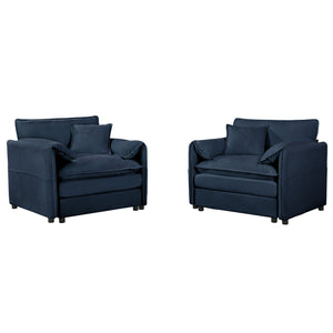English Elm Oversized Chenille Accent Chair Set Two Wide Seat Pillow Arms Living Room Lounge W3163S00008
