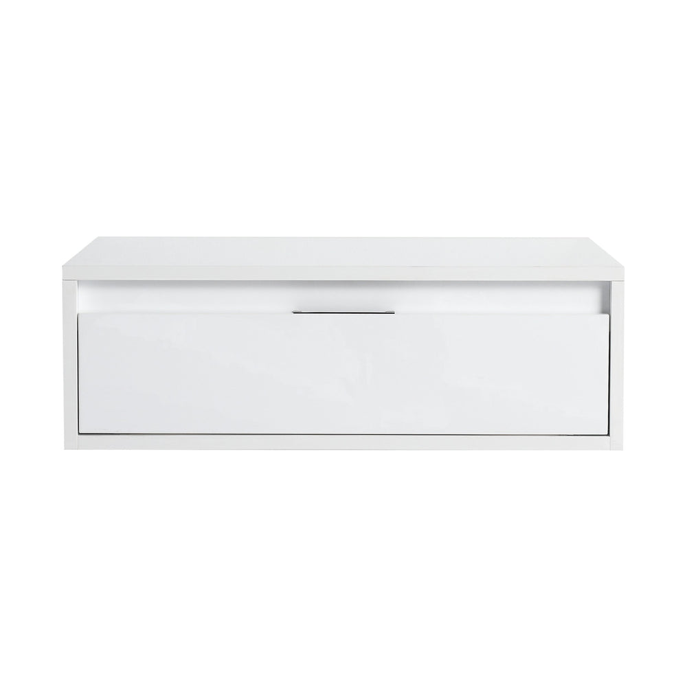 English Elm 24" Glossy White Bathroom Cabinet Floating Vanity with Soft-Close Drawer, Plywood Storage, KD-Packed W999P327472