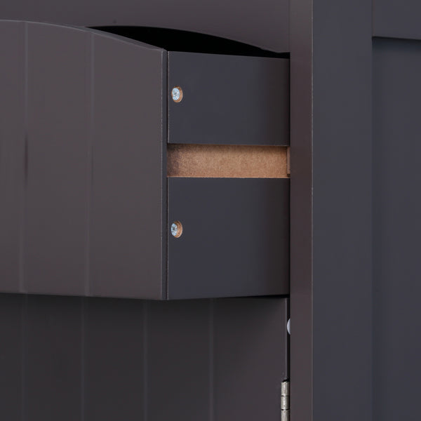 English Elm HOMCOM Tall Bathroom Linen Cabinet – Narrow Free-Standing MDF Tower with 3 Shelves, Drawer, Brown W2225P229566