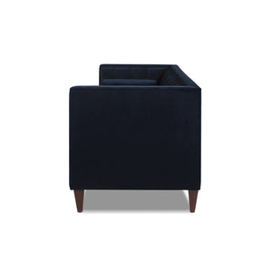 English Elm Jennifer Taylor Home - Jack 84" Modern Tuxedo Tufted Sofa in Plush Velvet with Shelter Arms, Reversible Cushions, Pillows Dark Navy B2719P238407