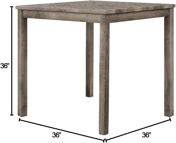 English Elm 5 Piece Oak Counter Dining Set Square Table Tufted Linen Stools Kitchen Nook B011S02295