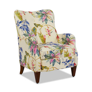 English Elm Jennifer Taylor Home - Paradise Upholstered Arm Chair - Elegant Off-White Floral Cotton Accent For Living Rooms & Bedrooms B2719P238243