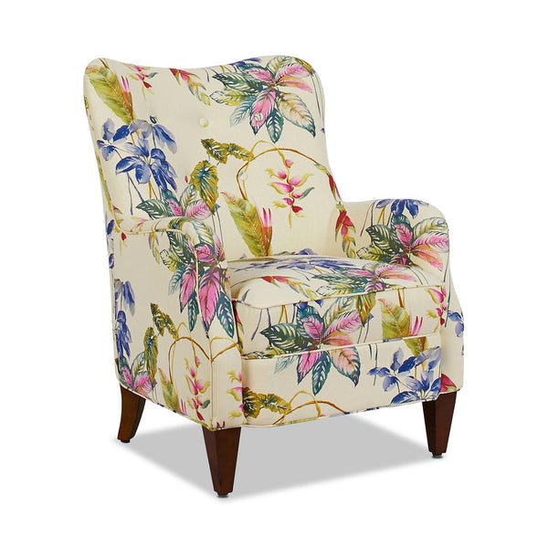 English Elm Jennifer Taylor Home - Paradise Upholstered Arm Chair - Elegant Off-White Floral Cotton Accent For Living Rooms & Bedrooms B2719P238243