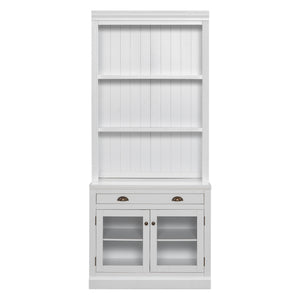 English Elm 83.4"Tall Modern Bookshelf Suite With Led Lighting - Stylish 2-Piece Storage For Home & Office Decor N751S059520K