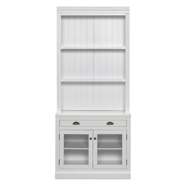 English Elm 83.4"Tall Modern Bookshelf Suite With Led Lighting - Stylish 2-Piece Storage For Home & Office Decor N751S059520K