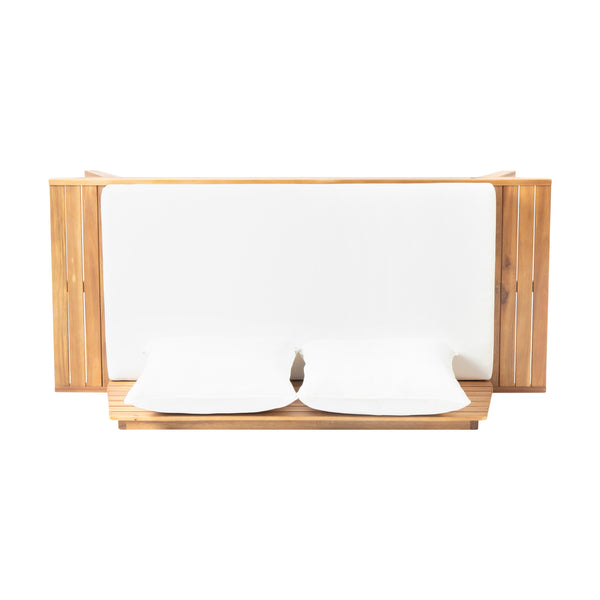 English Elm Christopher Knight Home® - SEDONA Acacia Wood Loveseat with Water-Resistant Cushions and Wide Seat Panel for Outdoor Comfort Teak 68.5 L x 32 W x 11.25 H 63745.00WHI