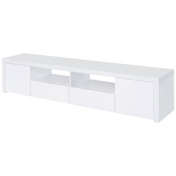 English Elm Garner White High Gloss TV Stand with Soft-Close Drawers, Adjustable Shelves & 6 Compartments B062P358302