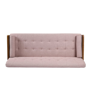 English Elm Aidan Tufted Fabric Sofa with Diamond Stitching and Gold Tipped Rubberwood Legs Blush 61688.00LBLSH