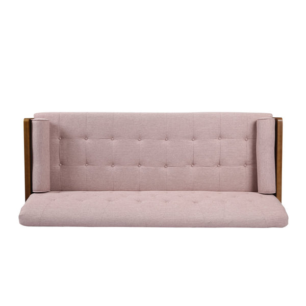 English Elm Aidan Tufted Fabric Sofa with Diamond Stitching and Gold Tipped Rubberwood Legs Blush 61688.00LBLSH