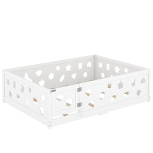 English Elm Full Size Floor Bed With Slats - Safe Solid Wood Frame For Kids, Teens, Modern Design & Easy Access W1820P240543