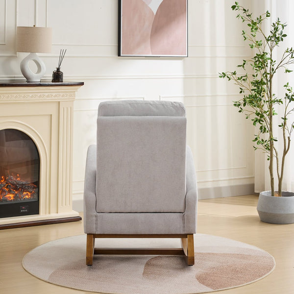 English Elm 27.2"w Wingback Glider Rocker Polyester Nursery Chair with Walnut Rubberwood Base W3188P304602