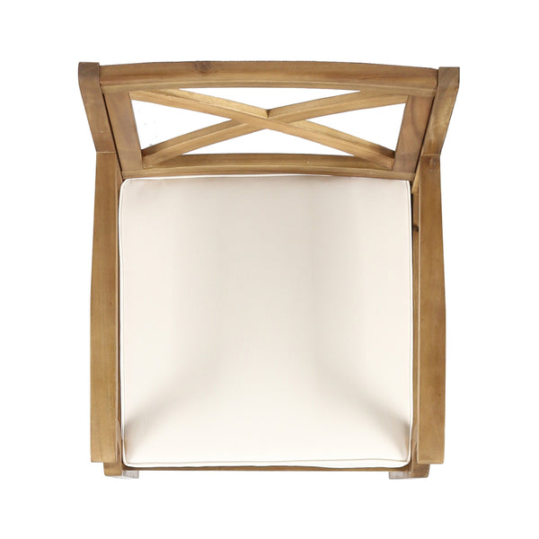 English Elm Christopher Knight Home® - PERLA Outdoor Dining Chair Set of 2 with Water‑Resistant Cushions, Acacia Wood, Comfortable Seating Cream,Teak N762P251938A