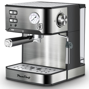 English Elm 20 Bar Stainless Steel Espresso Machine with Steam Wand for Home Barista Brewing W1002P292428