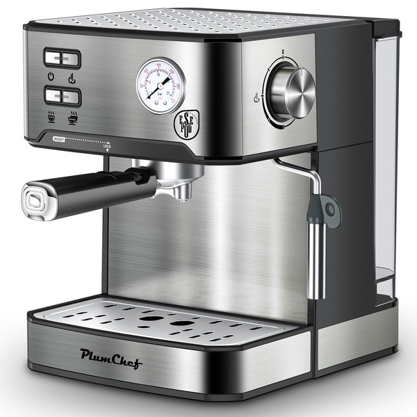 English Elm 20 Bar Stainless Steel Espresso Machine with Steam Wand for Home Barista Brewing W1002P292428