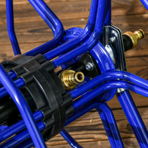 English Elm Outsunny Portable Hose Reel Cart With Wheels - Holds 98' Of 5/8" Hose, Durable Steel Frame In Blue W2225P217240-GIGA