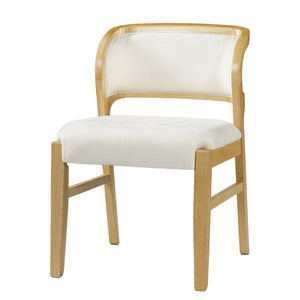 English Elm Mid-century Modern Linen Blend Dining Chairs Rubberwood Legs Sculptural Backrest Set of 2 Natural+Beige N768P442078N