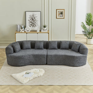 English Elm Curved Chenille Sectional Sofa Oversized Four Seat Cloud Foam Living Room Lounge W3505P355583