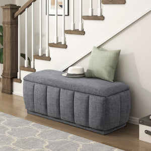 English Elm Modern Gray Textured Storage Bench with Foam Cushion, 300lb Capacity, No Assembly, 47" Long Upholstered Seat Perfect for Entryway Bedroom Living Room B011P298380
