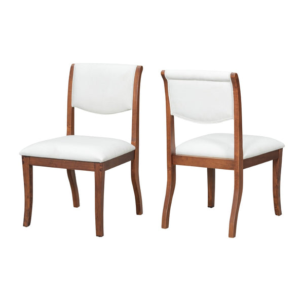 English Elm Walnut Upholstered Dining Chairs Set Of 2 - Elegant Fabric Side Chairs With Curved Design & Comfort N842P315209D-GIGA