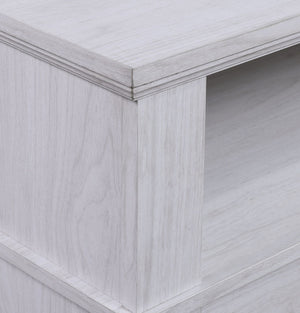 English Elm Tropea 58 Inch Open Shelf Media Console with Oak Finish and Cord Management B2749P413261