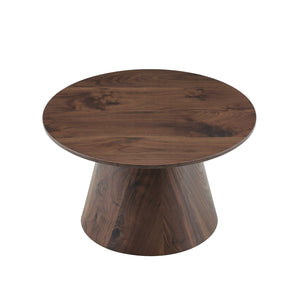 English Elm Grey Wood Grain Round Coffee Table Low Profile Mdf Living Room Accent Piece W2920P404127