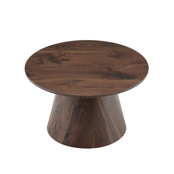 English Elm Grey Wood Grain Round Coffee Table Low Profile Mdf Living Room Accent Piece W2920P404127