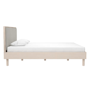English Elm Upholstered Canvas and Oak Veneer Headboard for Modern Minimalist Bedroom Decor Light Oak B2733P436847